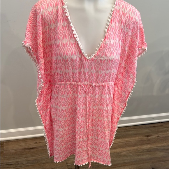 Old Navy XS Pink White Coverup Swim Sheer V Neck Lightweight - Picture 1 of 6